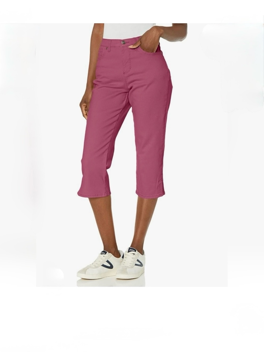 NEW WITH TAGS-Gloria Vanderbilt Amanda Classic Rise Capri Jean Purple Size 12 - Picture 4 of 6